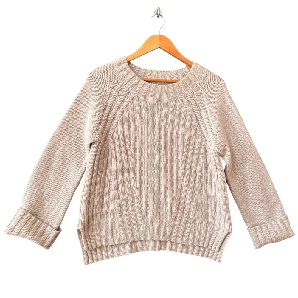 Vince Raglan Ribbed Wool & Cashmere Sweater in Cream - Women’s Sz XS